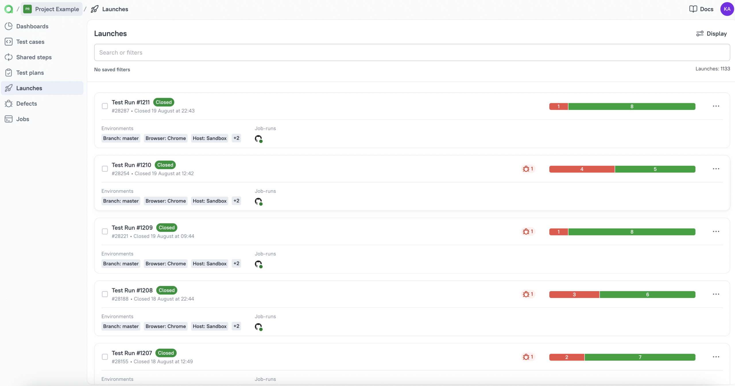 Allure TestOps | Launches