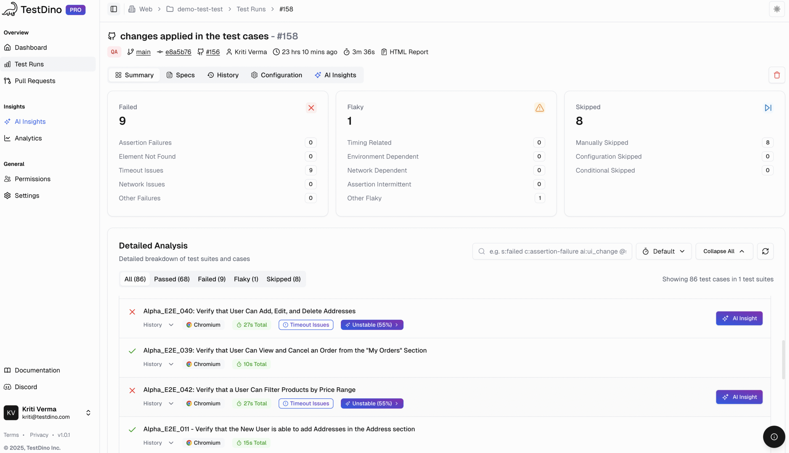 Playwright Test runs Detailed Analysis