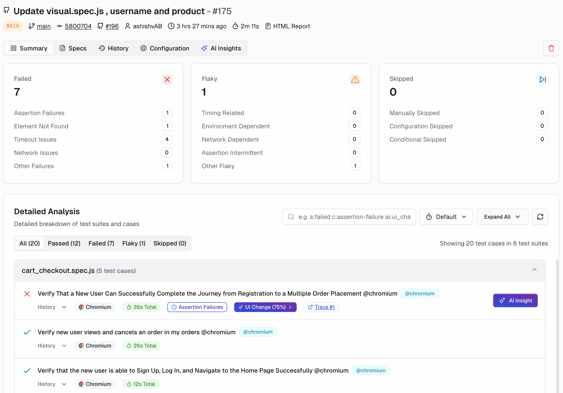 Playwright Test Runs View Summary