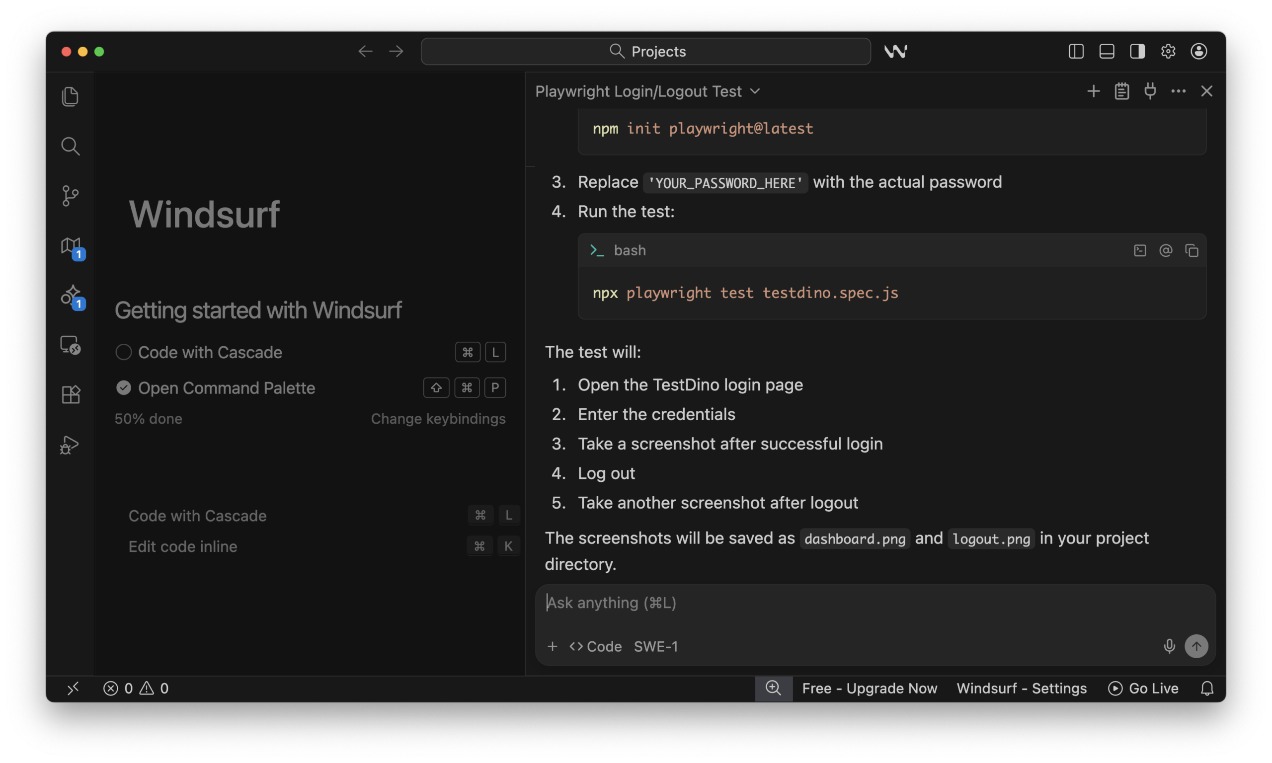 windsurf-agent-playwright-test-execution