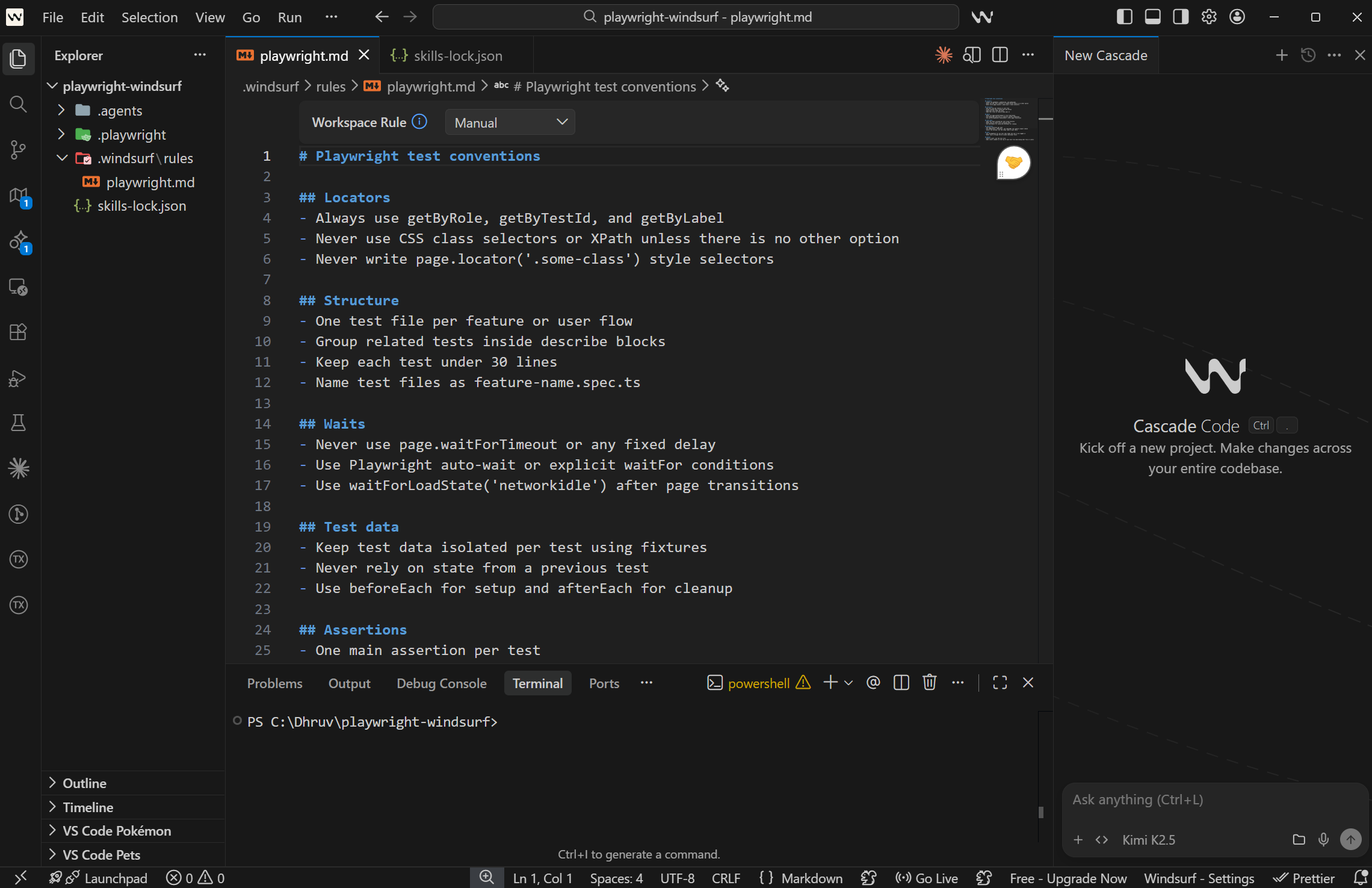 Playwright.md in Windsurf