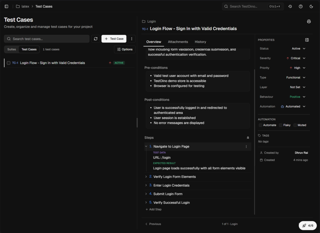 Test Cases in TestDino