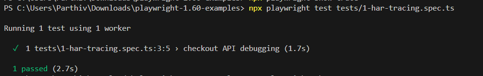 Running Playwright Test Command